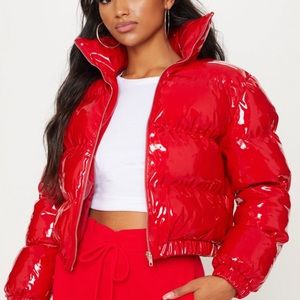Pretty little thing red bomber jacket